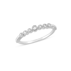 NURAN - Tube ring i 14kt. hvidguld m. i alt 0,15ct. brillanter